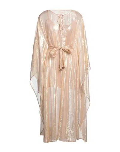 Sundress Woman Maxi Dress Gold Size Onesize Viscose, Metallic Fiber