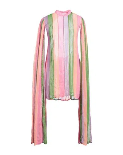 Sundress Woman Mini Dress Fuchsia Size S Viscose, Metallic Fiber In Pink