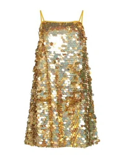 Sundress Woman Mini Dress Gold Size M/l Polyester
