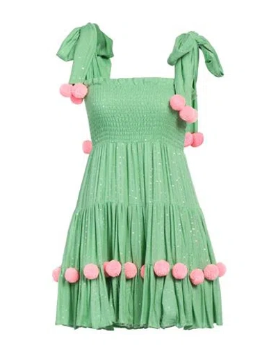 Sundress Woman Mini Dress Green Size M/l Viscose
