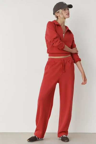 Sundry 100% Cotton Pocket Track Pants In Red