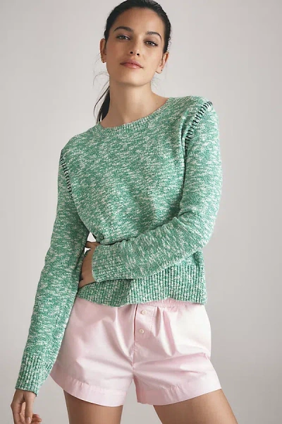 Sundry Baseball-stitch Crew-neck Sweater In Green