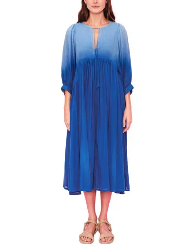 Sundry Blouson Sleeve Midi Dress In Blue