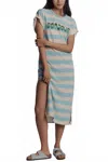 Sundry Bonjour Rugby Stripe Midi Dress In Robin Egg In Multi