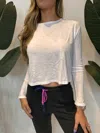 Sundry Boxy Long Sleeves Top In White In White