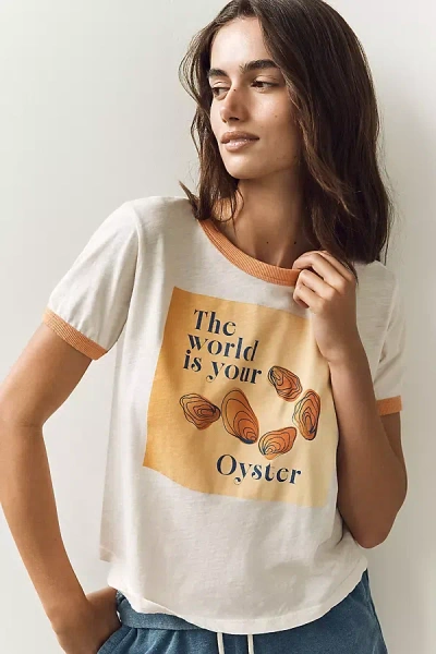 Sundry Boxy Ringer Tee In White