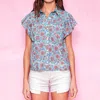 SUNDRY BUTTON DOWN BLOUSE IN VIOLA FLORAL