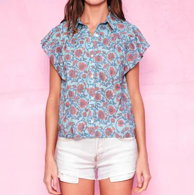 Sundry Button Down Blouse In Viola Floral In Pink