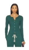 Sundry Button Down Long Sleeve Top In Green