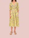 Sundry Button Down Midi Dress In Yellow/pink Floral In Multi