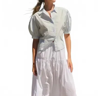 Sundry Button Up Poplin Top In Sea Breeze In Gray