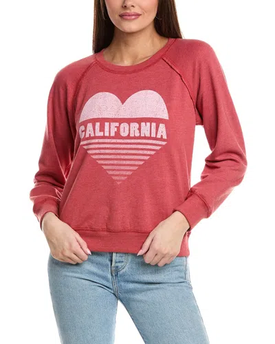 Sundry Cali Heart Raglan Sweatshirt In Red