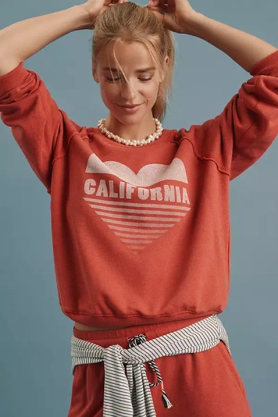 Sundry California Heart Sweatshirt In Red