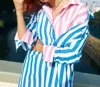 Sundry Candy Striped Button Down Shirt In Azure