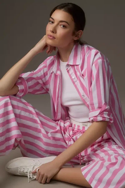 Sundry Candy Striped Buttondown Shirt In Pink