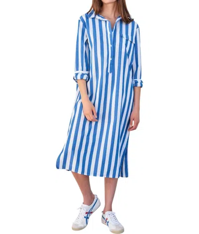 Sundry Candy Striped Long Sleeve Shirtdress In Azure In Blue