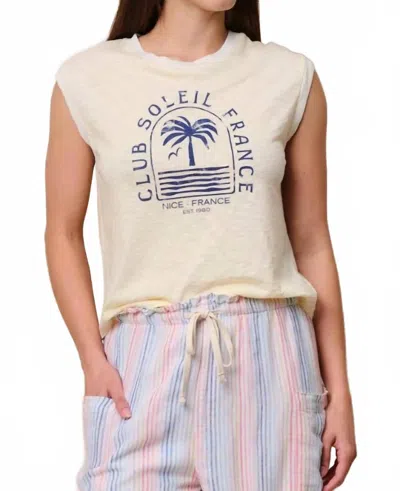 Sundry Club Soleil Cropped Muscle Tank In Lemon Tint In White