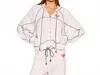 Sundry Contrast Stitching Horizon Heart Zip Hoodie In Optic White In White