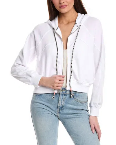 Sundry Contrast Stitching Horizon Zip Hoodie In Optic White