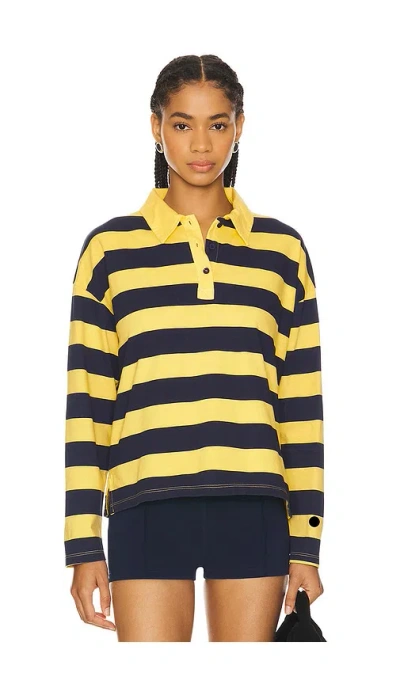 Sundry Crop Polo Shirt In Sun Stripe