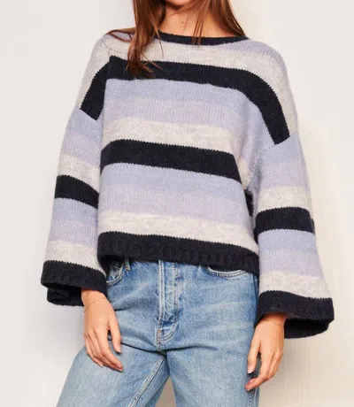 Sundry Cropped Stripe Top In Lilac Smoke In Blue