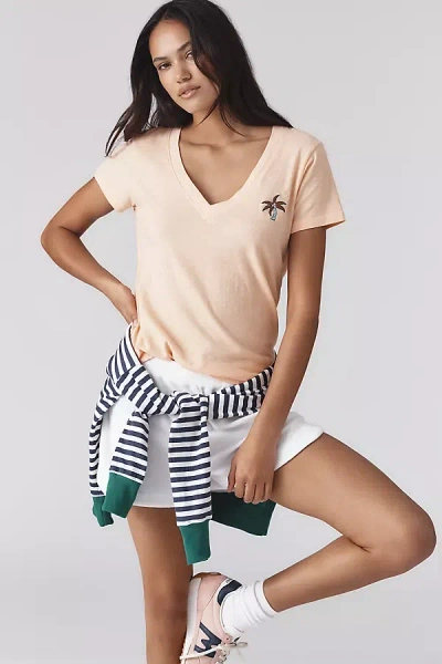Sundry Deep-v Neck Palm Tree Graphic Tee In Orange