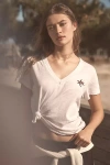Sundry Deep-v Neck Palm Tree Graphic Tee In White