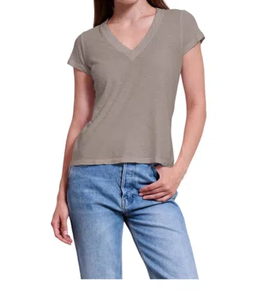 Sundry Deep V-neck Tee In Fern In Brown