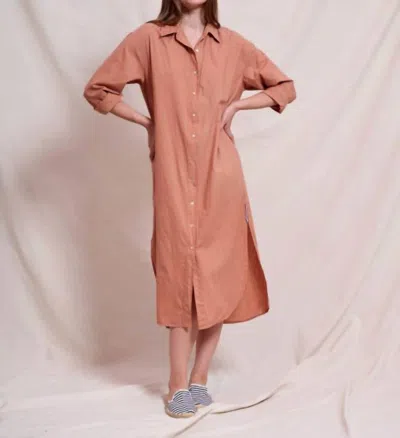 Sundry Easy Shirt Midi Dress In Vintage Rust