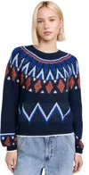 Sundry Fair Isle Crew Neck Sweater Deep Navy In Deep Navy