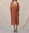 Sundry Floral Midi Dress In Curry