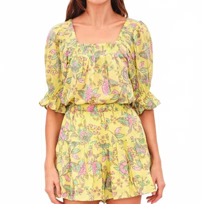 Sundry Floral Smocked Top In Yellow Multi