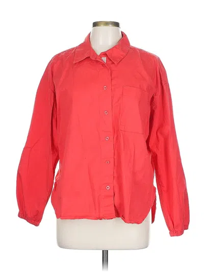 Pre-owned Sundry For Evereve 3/4 Sleeve Button Down Shirt In Red
