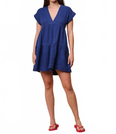 Sundry Gauze Tiered Dress In Midnight In Blue