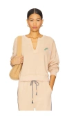 Sundry Good Vibes Split Neck Sweatshirt In Pink