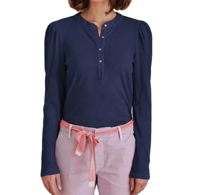 Sundry Henley Long Sleeve Top In Pigment Navy In Blue