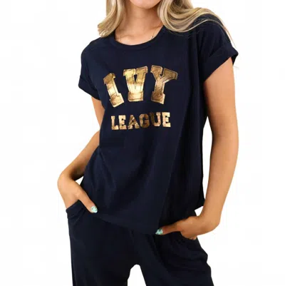 Sundry Ivy League Tee In Deep Navy In Blue