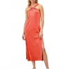 Sundry Keyhole Midi Dress In Pigment Cherry In Red