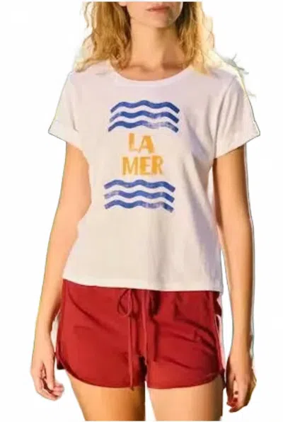 Sundry La Mer Rolled Sleeve Tee In White