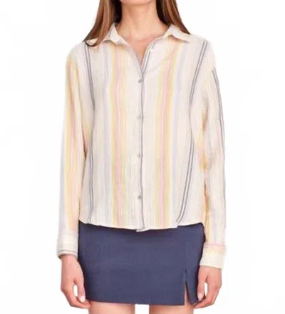 Sundry Long Sleeve Button Down Shirt In Cream In Multi
