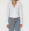 Sundry Long Sleeve Button Down Top In White In White