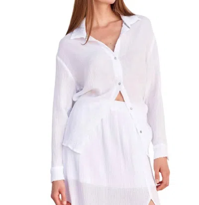 Sundry Long Sleeve Button Down Top In White