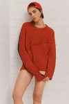 Sundry Long-sleeve Colorblock Sweater In Red