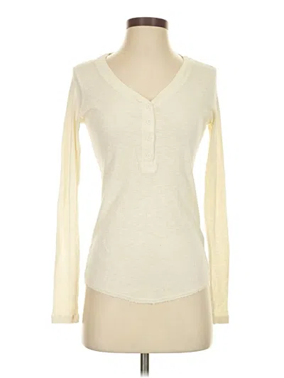 Pre-owned Sundry Long Sleeve Henley Shirt In White