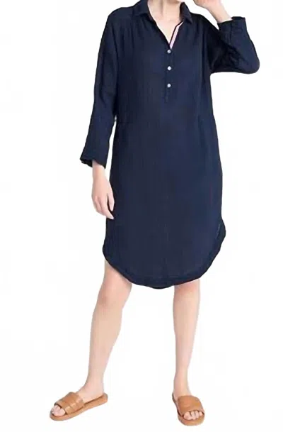 Sundry Long Sleeve Shirttail Dress In Navy In Blue