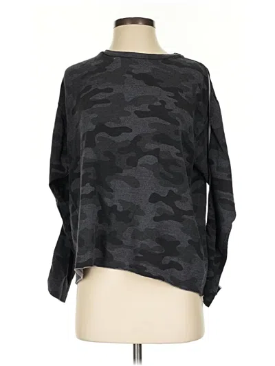 Pre-owned Sundry Long Sleeve Top Black Camo Pattern Mock Neckline Tops