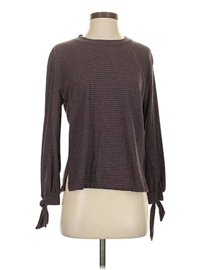 Pre-owned Sundry Long Sleeve Top Brown Boatneck Tops