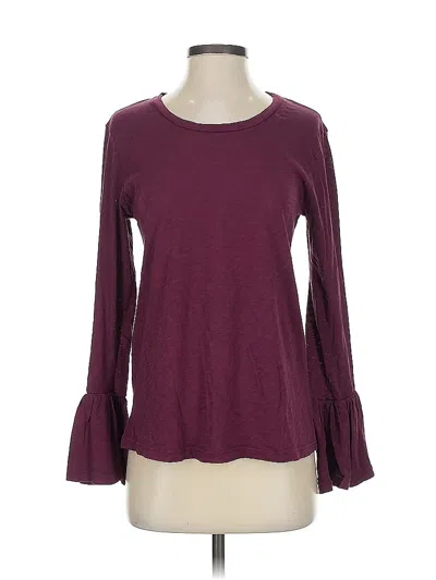 Pre-owned Sundry Long Sleeve Top Burgundy Ruffles Neckline Tops