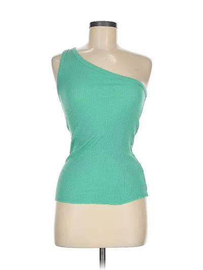 Pre-owned Sundry Long Sleeve Top Green One Shoulder Neckline Tops