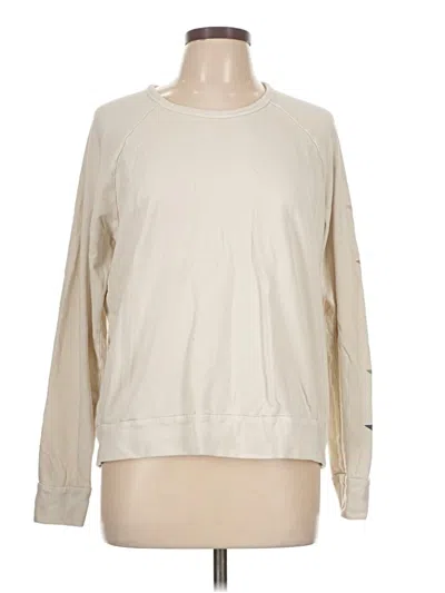 Pre-owned Sundry Long Sleeve Top Ivory Crew Neck Tops In White